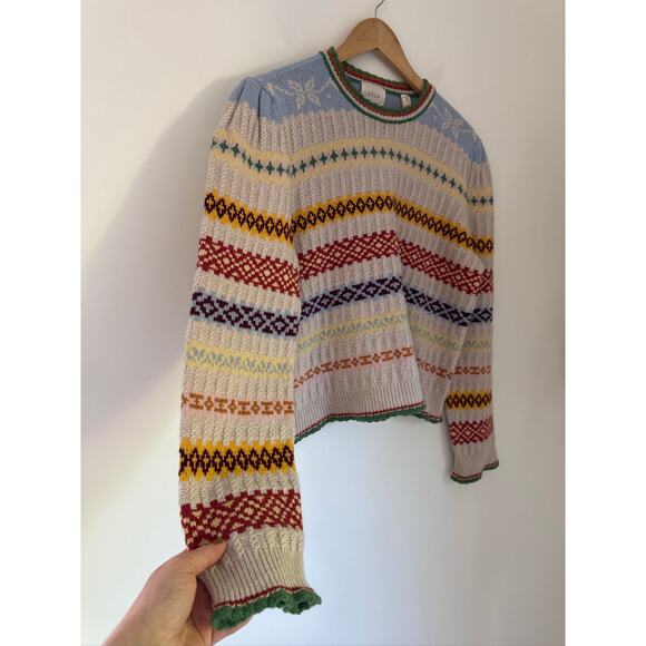 DOEN Brynn Fair Isle Cream Monte Rosa Recycled Cashmere Sweater - XL NWT - Picture 7 of 11